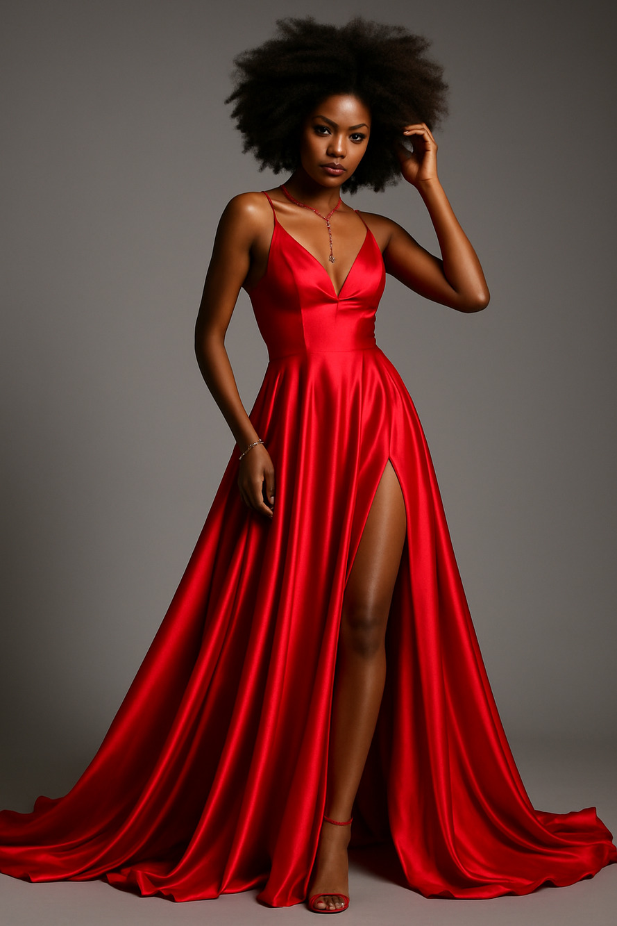 Sherri Hill Red Satin A-Line Gown Size 6 Formal Prom Dress w/ Pockets Gala 52119